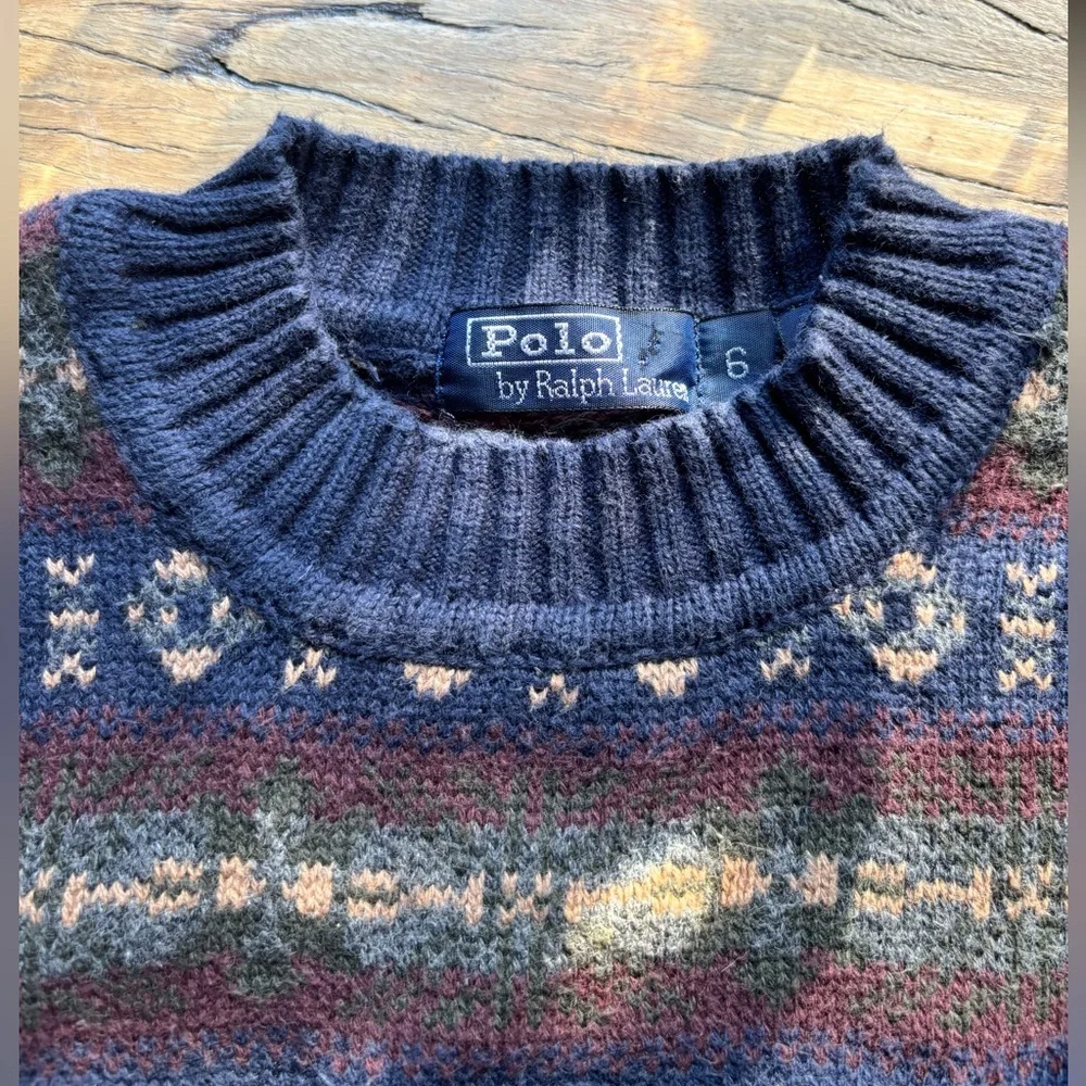 Ralph Lauren Kids Multicolor Patterned Crewneck Sweater 100% Cotton